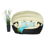 Outdoor All-Weather Wicker Patio Daybed with Retractable Canopy