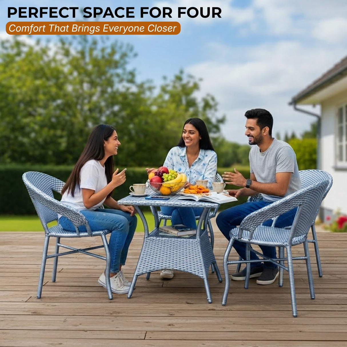 Outdoor Rattan Wicker 5-Piece Patio Furniture Set (Silver Grey)
