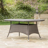 Outdoor All-Weather Rattan Wicker Round Coffee Table (Dark Brown)