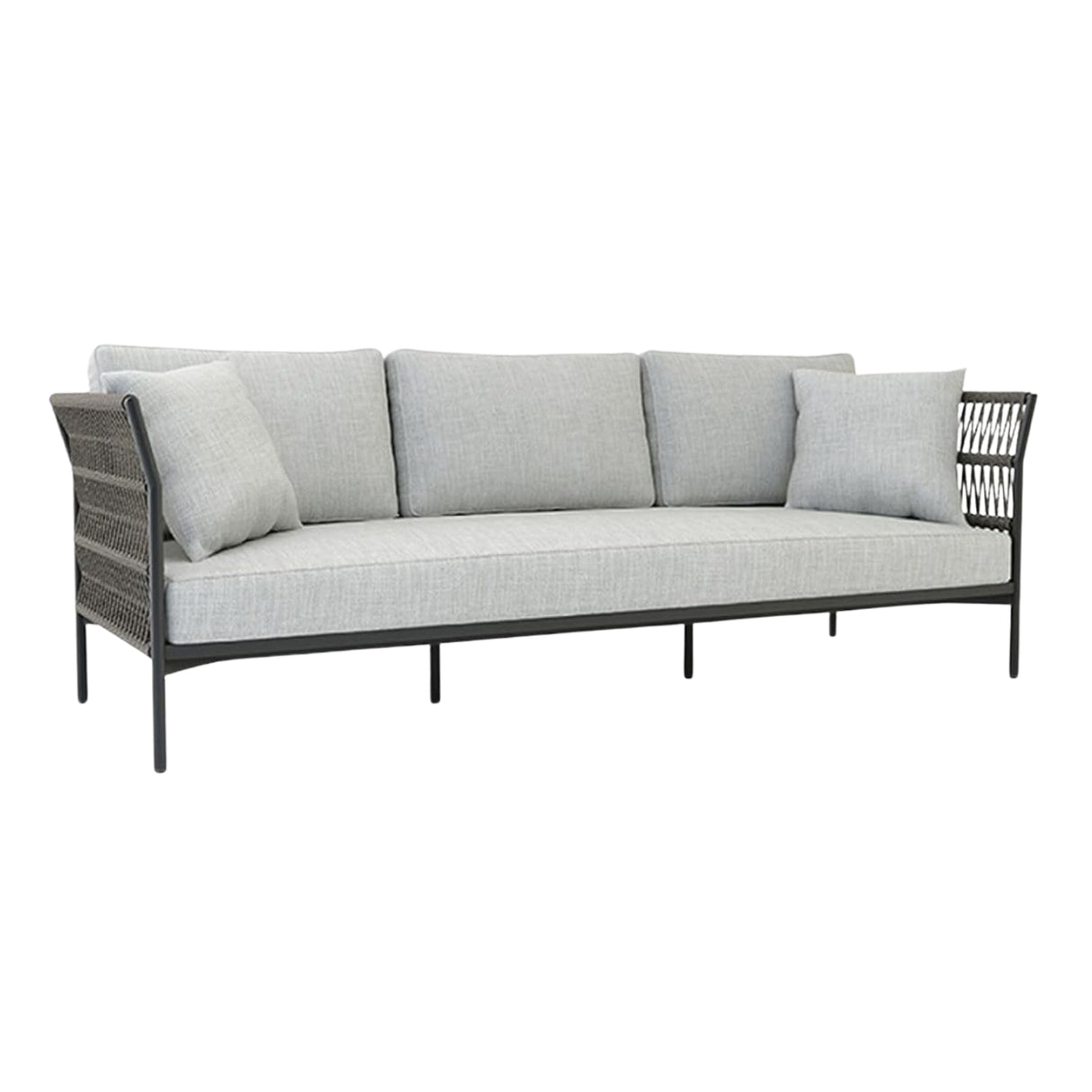 Outdoor Rope 7-Seater Sofa Set With Glass Top Table