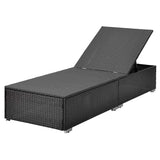 Outdoor All-Weather Rattan Wicker Lounger (Dark Brown & Cream)
