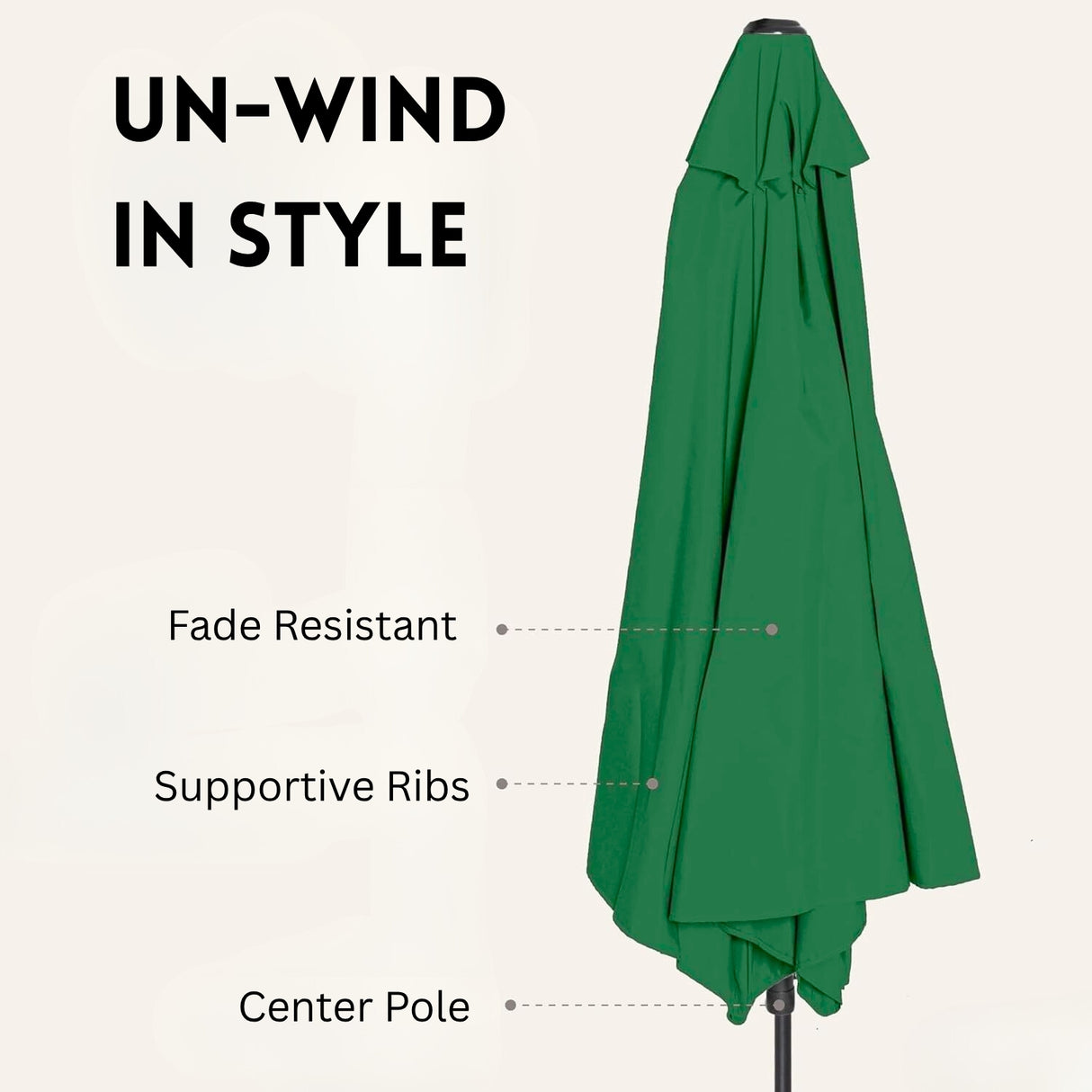 9ft Green Color Outdoor Patio Umbrella with Centre Pole