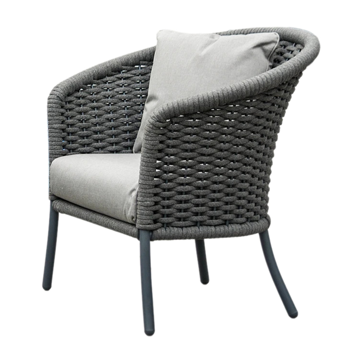 Outdoor Grey Rope 4 Piece Patio Sofa Set with Light Grey Cushions