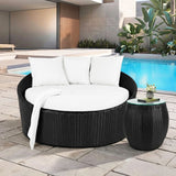 Outdoor Rattan Wicker Daybed with Glass Top Table