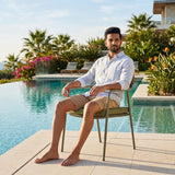 Outdoor Rope Dining Chair with Cushion (Green)