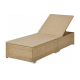 Outdoor All-Weather Rattan Wicker Lounger (Beige & Off-White)