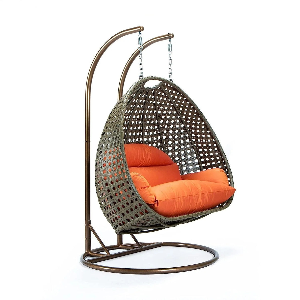 Double Seater Hanging Swing Chair (Dark Brown/Orange)
