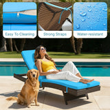 Outdoor Rattan Wicker Chaise Lounger For Poolside