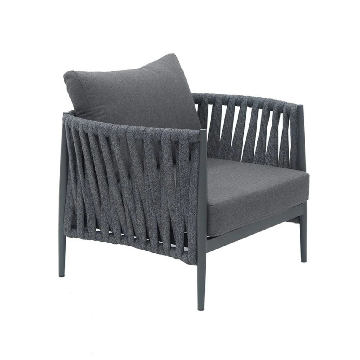 Outdoor Rope 5-Seater Sofa Set With Glass Top Table