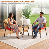 3 Piece Outdoor Wicker Patio Furniture Set (Beige & Red)