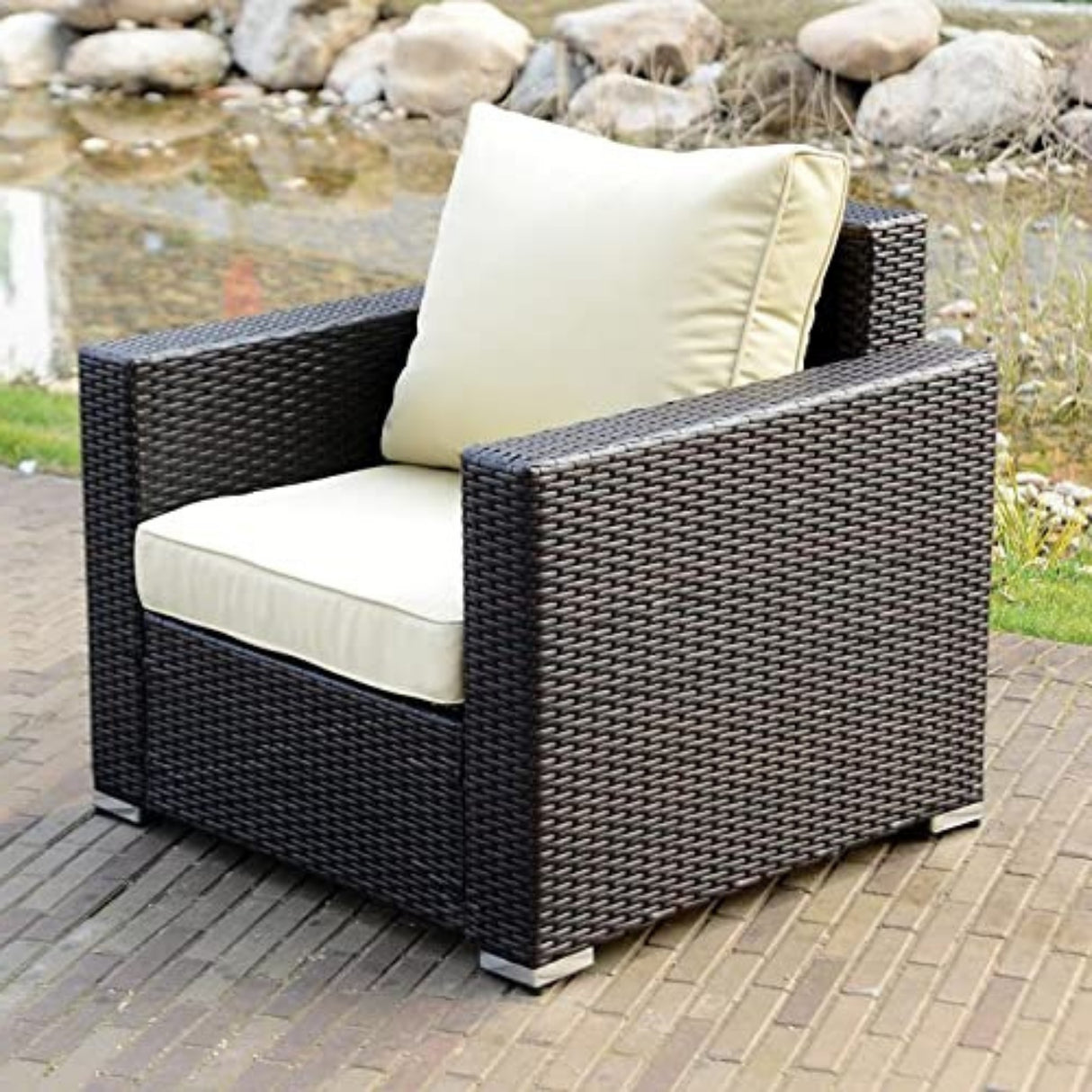 1-Piece Outdoor Wicker Single Seater Sofa