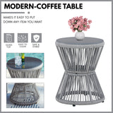Outdoor 3 Piece Rope Patio Sofa Set (Grey)