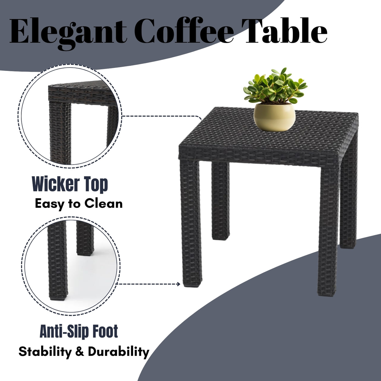 3-Piece Outdoor Rattan Wicker Patio Set