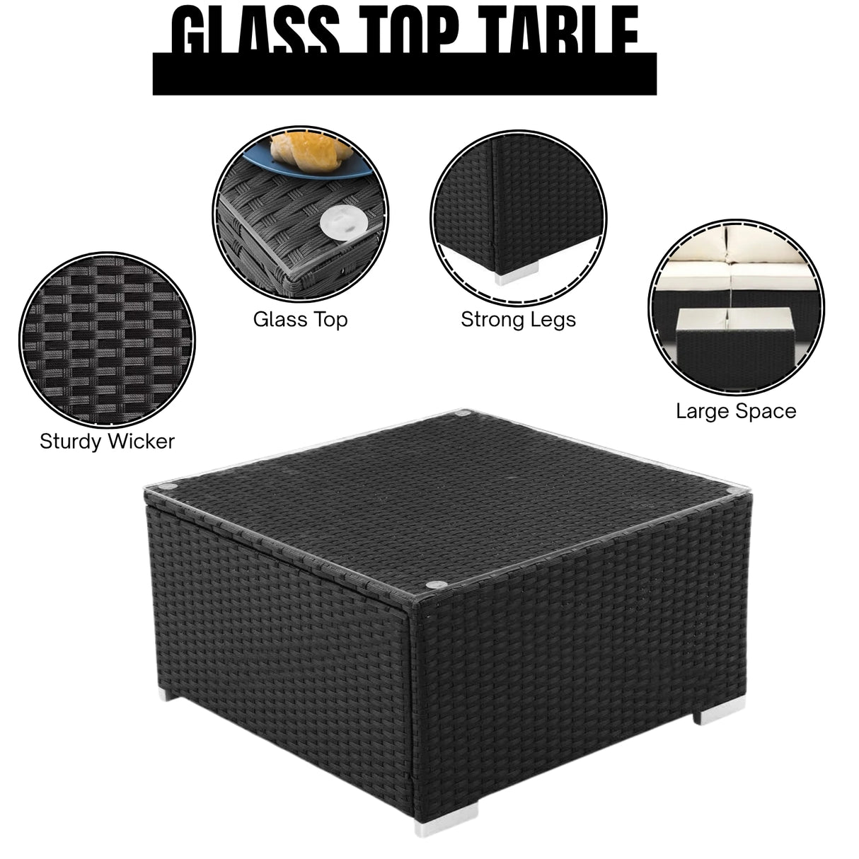 6-Piece Outdoor Conversation Set (Black/Off-White)