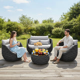 4 Piece Outdoor Rope Sofa Set (Grey & Dark Grey)