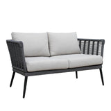Outdoor Grey Rope 7-Seater Sofa Set With Glass Top Table