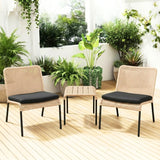 Outdoor Wicker 3-Piece Patio Furniture Set with Wooden Top Table