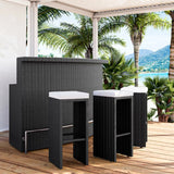 3-Seater Outdoor Rattan Wicker Bar Set