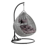 Double Seater Rattan & Wicker Swing (Grey)