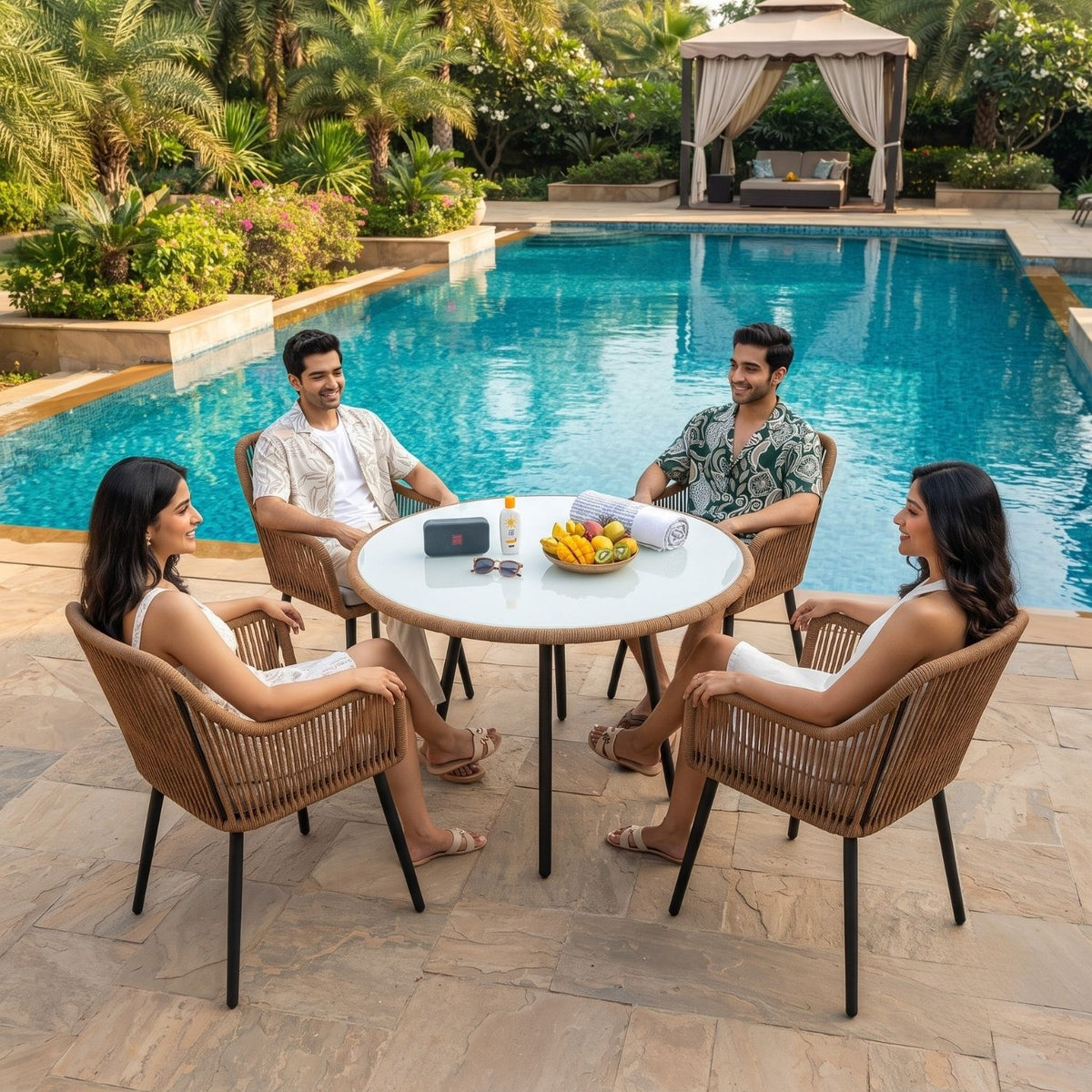5-Piece Outdoor Rope Patio Dining Set