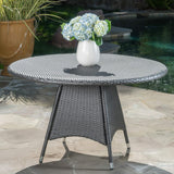 Outdoor Rattan Wicker Round Patio Table (Black)