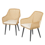2-Piece Outdoor Rattan Wicker Patio Dining Chairs