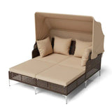 Luxury Outdoor Rattan Wicker Daybed with Canopy & Cushions
