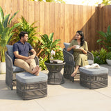 Outdoor 5 Piece Rope Patio Chair Ottoman Set (Grey)