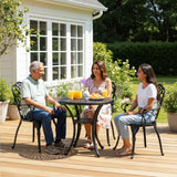 3-Seater Outdoor Cast Aluminum Bistro Set with Round Table (Black)