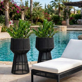 Devoko Outdoor Rope Planter Stand Set (Black)