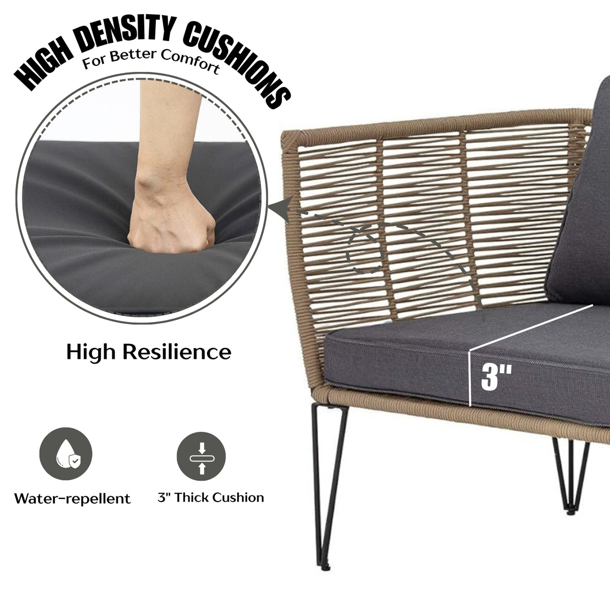 1-Piece Outdoor Rope Loveseat Sofa