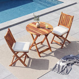 Acacia Wood Foldable Outdoor Bistro Set – 2 Chairs & Round Table