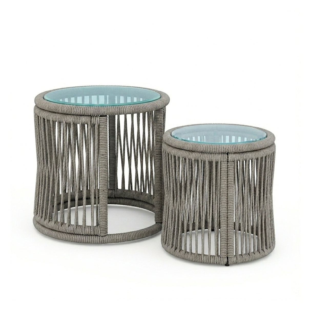 Outdoor L-Shape Rope Sofa Set (Grey & White)