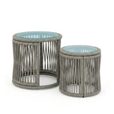 Outdoor L-Shape Rope Sofa Set (Grey & White)