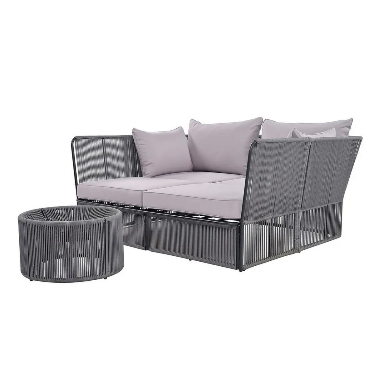 Outdoor Rope 2 Seater Patio Daybed With Side Table