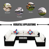 Outdoor Garden Conversation Sofa Set (Black/Off-White)