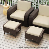 2-Piece Outdoor Rattan Wicker Ottoman Set
