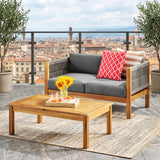 Outdoor Rope 2 Seater Sofa Set with Wooden Center Table
