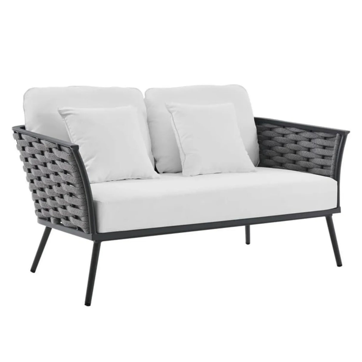 4 Piece Outdoor Rope Sofa Set with Wooden Top Table
