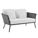 4 Piece Outdoor Rope Sofa Set with Wooden Top Table