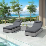 Outdoor Wicker Lounge Chairs Set of 2 With Side Table