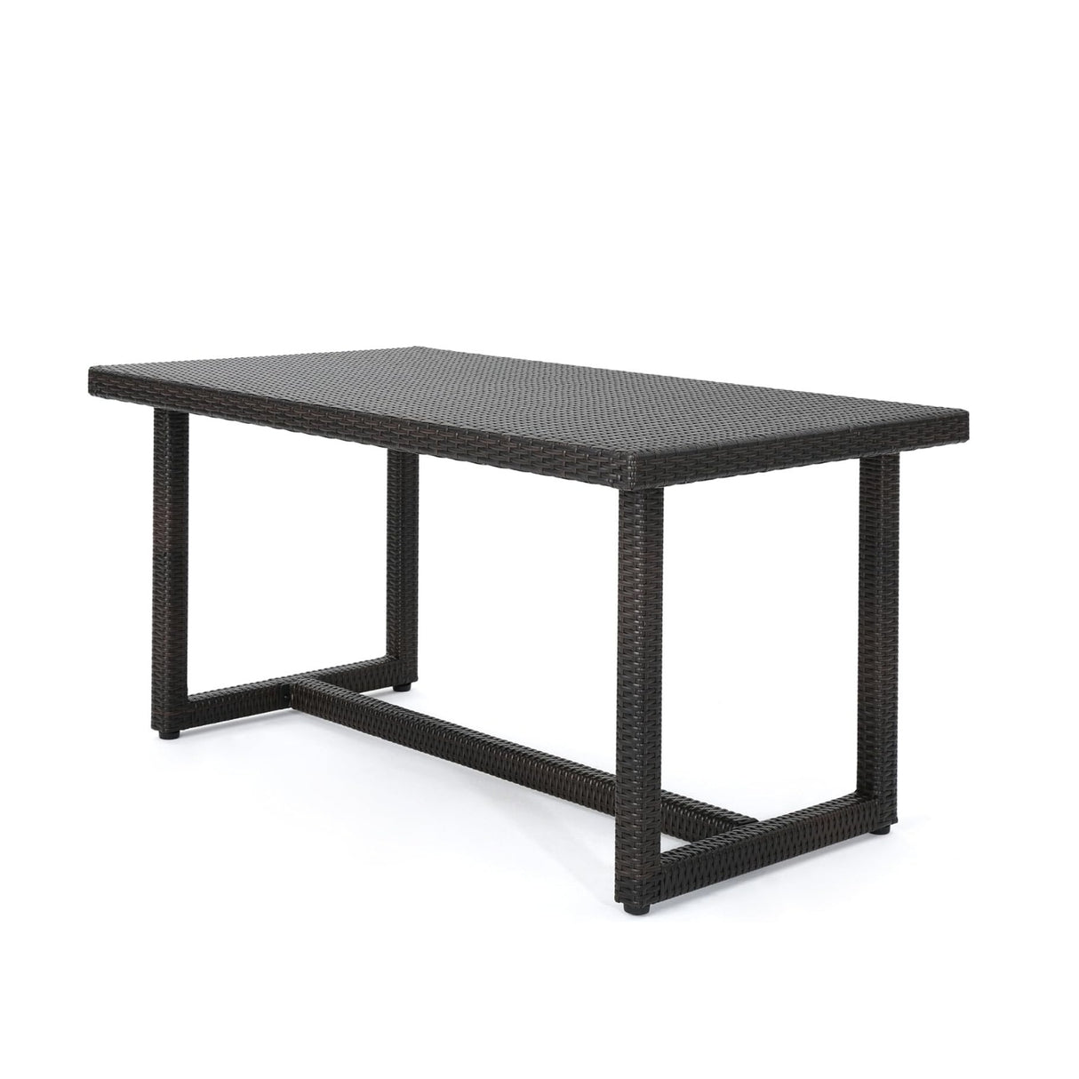 Outdoor Rattan Wicker Patio Table (Dark Brown)