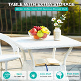 Outdoor Rattan Wicker 5-Piece Patio Furniture Set (White)