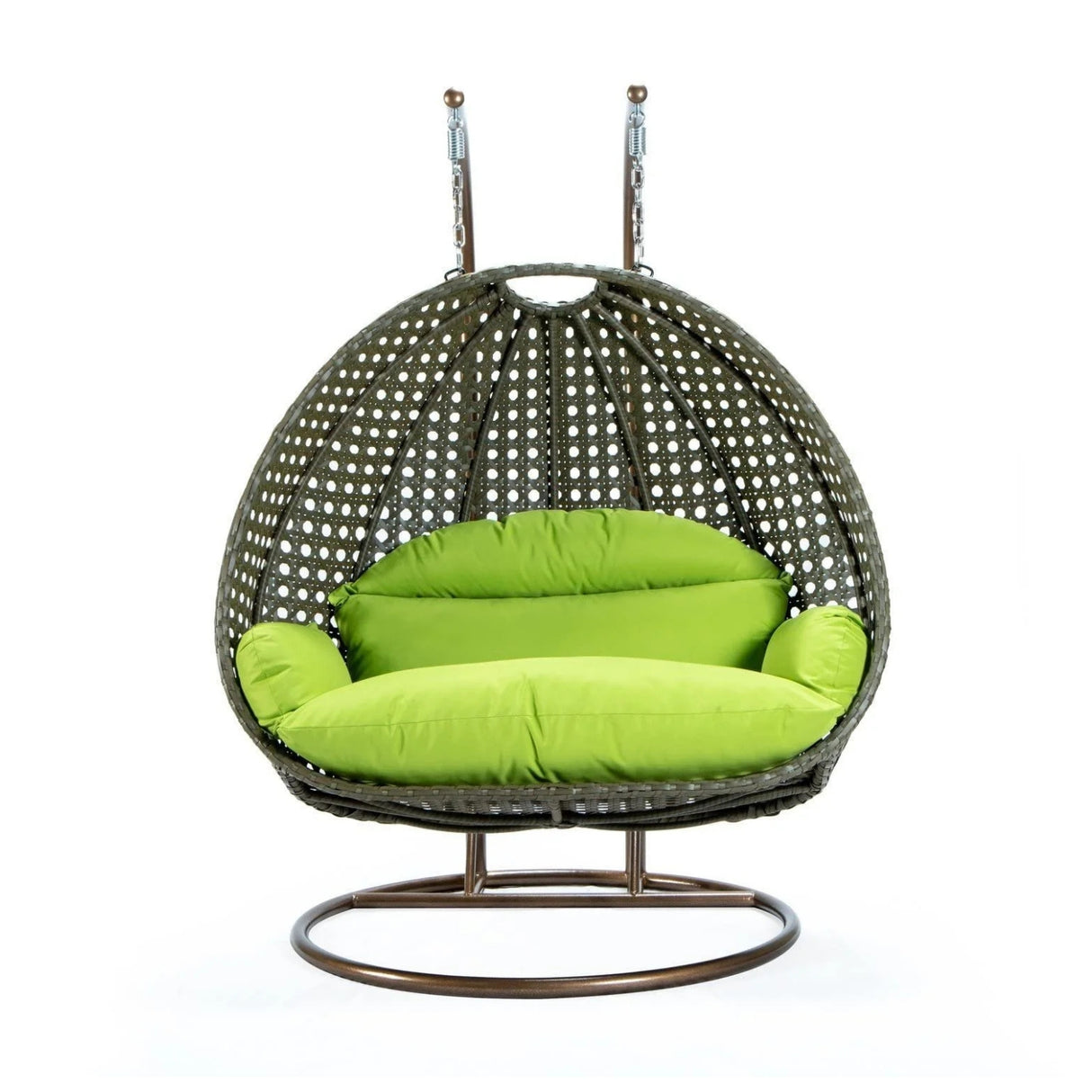 Double Seater Hanging Swing Chair (Dark Brown/Green)