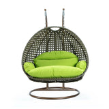 Double Seater Hanging Swing Chair (Dark Brown/Green)