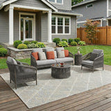 Outdoor 5 Seater Rope Patio Sofa Set with Center Table and Side Table
