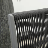 5-Seater Outdoor Rope Patio Sofa Set with Glass Top Tables (Black & Grey)