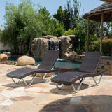 Outdoor Rattan Wicker Lounge Chairs Set of 2 with Matching Side Table
