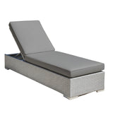 Outdoor All-Weather Rattan Wicker Lounger (Silver Grey & Grey)