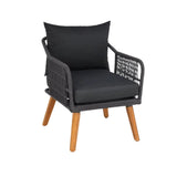 4-Piece Outdoor Rope Patio Furniture Set with Wood-Top Table